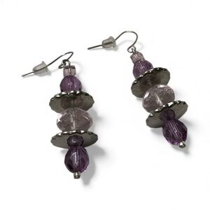 Elegant Purple and Silver Beaded Earrings